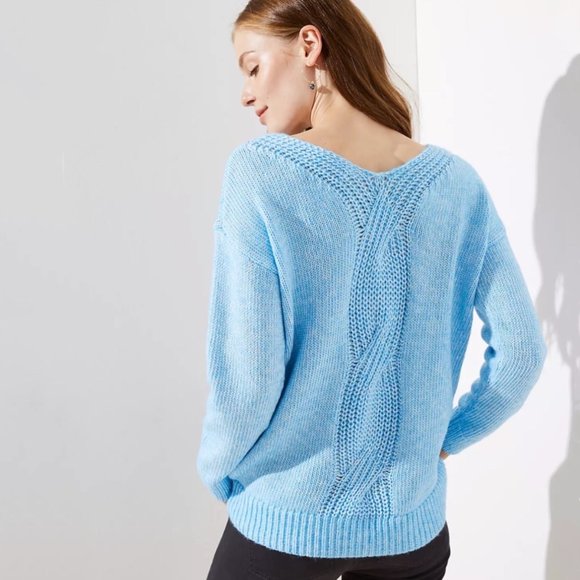 LOFT Sweaters - LOFT Cable Back Soft Knit Sweater in Sky Blue
